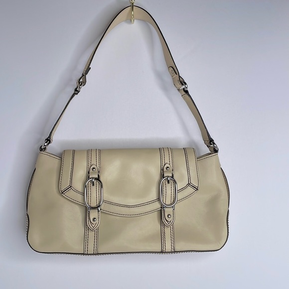 Cole Haan Bag Trinity Shoulder Bag Ivory Leather Shoulder Bag - Picture 1 of 13